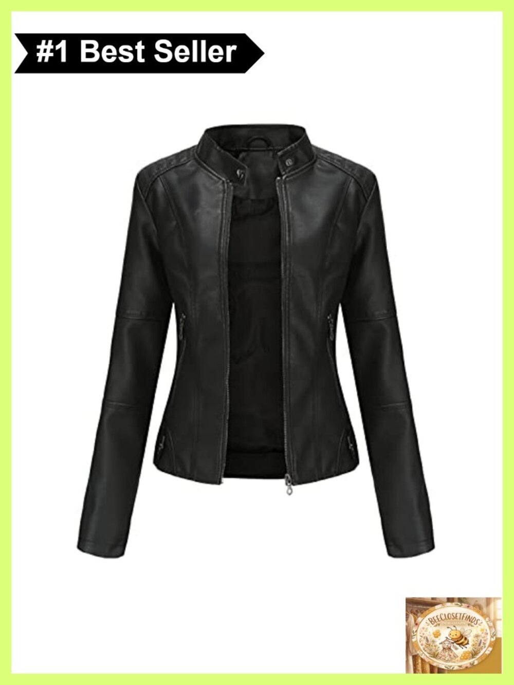 Faux Leather Jacket Women Belted Motorcycle Bomber Zip Moto Biker Slim Fit